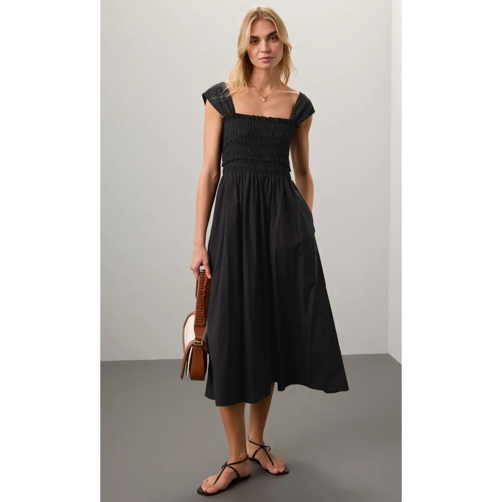 Club Monaco Cotton Smocked Midi Dress Size L